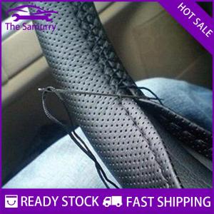 Samurry ✨Hot Sale✨ ที่หุ้มพวงมาลัยรถยนต์รถบรรทุกพร้อมเข็มและด้ายสีดำแบบ DIY ใหม่