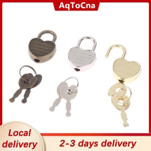 [COD] AqToCna Ship within 24 hours 1Set Heart Shape Padlocks Mini Luggage Hardware Locks With Key Lock For Travel Wedding Jewelry Box Diary Book Suitcase