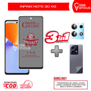 Tempered Glass Infinix Note 30 4G Anti Gores Spy Matte Privacy Free Camera Lesn dan Skin Carbon