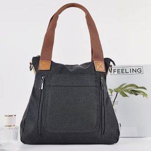 AE Womens crossbody bag canvas bag with zipper tote bag handbag womens shoulder bag plain versatile large capacity bag