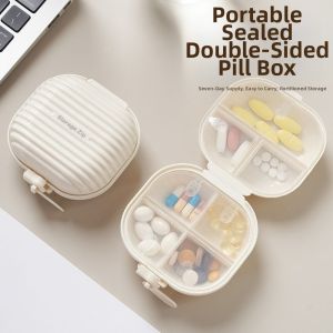 15MIN 2Pcs 7-Grid 7-Day Pill Organizer Reusable Sealed Portable Pill Dispenser Compact Multifunctional Pill Storage Box Household