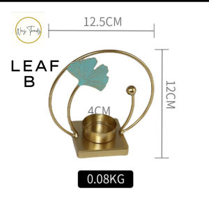 Iron Hand Painted Blue Leaf Tea Candle Holder - Home Decor Ornaments