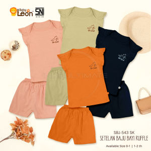 BABYLEON Setelan Bayi 0-2Th Setelan Playsuit Cotton Baju Ruffle Lengan Pendek + Celana Pendek Bayi Perempuan Baju Bayi Baru Lahir Baju Tidur Bayi Baju Harian Bayi Atasan Kaos Bayi Pakaian Bayi Celana Pendek bayi Celana Bayi Baru Lahir SBJ-543SK