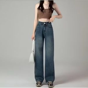 DJ-Celana jeans Loose highwaist wanita Korean skena style premium denim celana baggy loose jeans retro - Jeans Baggy Losse Hitam Retro