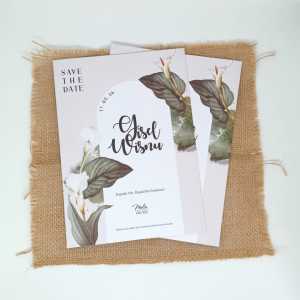 50 Pcs Undangan Pernikahan Murah Rustik Kekinian Lipat 3 Mq 100