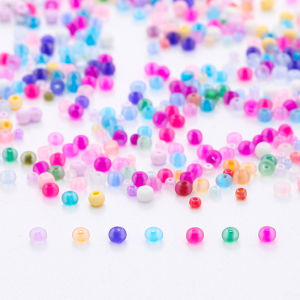 Bộ Hộp 10 Ngăn 2/3Mm 2200-6600 Hạt Gạo Thủy Tinh Mờ Trong Suốt Cát Thủy Tinh Séc Màu Kem Hạt Tự Làm Để Làm Trang Sức Vòng Cổ Vòng Tay Phụ Kiện Thủ Công Tự Làm