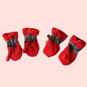 4pcs/set Waterproof Pet Dog Shoes Anti-slip Rain Snow Boots Footwear for Small Cats Puppy Dogs Socks Booties