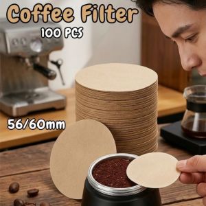 Coffee Filter Paper Natural Wood Pulp Disposable 100 Pcs Fits Moka Pot Ice Drip Pot Round Unbleached
