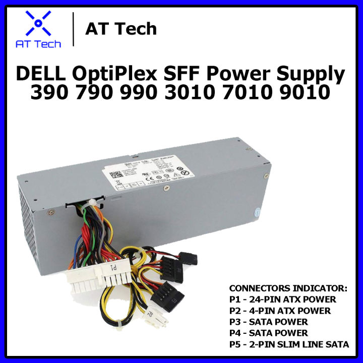 AT Tech DELL OptiPlex 390 790 990 3010 7010 9010 SFF Power Supply CPU ...