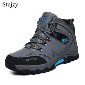 STUJZY Hiking Shoes for Men Winter High-Top Men Boots Hiking Shoes Waterproof Anti-Slip Large Size Outdoor Climbing Trekking Shoes