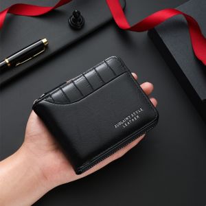 Mens Short Wallet Fashionable Splicing Stone Pattern Large Capacity Zipper Coin Purse Multi Card Slot Card Holder Money Clip