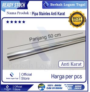 pipa stainless 201 ukuran 19mm panjang 50cm dan 100cm