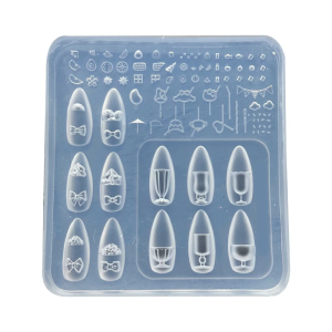 Multiple Pattern Silicone Stencils Raised Nail Art Embellishments Floral Cup Bowknot Designs Making Tool