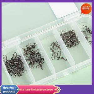 Graceful 100pc box Stainless Steel Fishing Connector Pin 4# 6# 8#10#12# Bearing Rolling Swivel With Snap Fishhook Lure Accessories