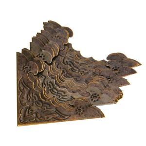 BLACKON Antique Brass Iron Jewelry Box Wooden Box Flower Pattern Carved Corner Brackets Corner Protector Corner Foot Protect Cover