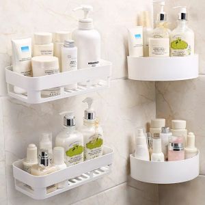 READY STOCK❤️Self Adhesive No-punching Bathroom Rack Wall Mounted Plastic Kitchen Storage / Rak Bilik Mandi