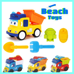 Kids Swimming Water Toy Beach Sand Toys Set Dump Truck Car with Sand Water Wheel Shovels Rakes Models & Molds in Net Bag Storage - Sensory Play Games for Toddler and Preschooler