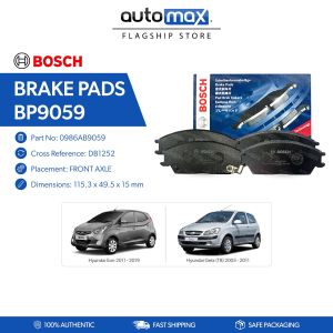 Bosch Brake Pads BP9059 (DB1252) FRONT for Hyundai Eon 2011 - 2019 Getz 2005 - 2010