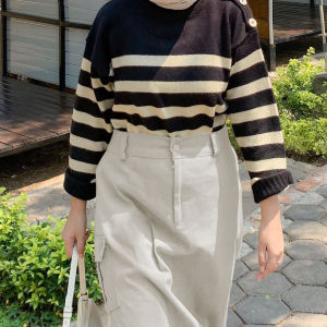 Leviosa.id - Aurora Cargo Skirt Rok Cargo Belah Depan Model Span Korean Style Kekinian All Size