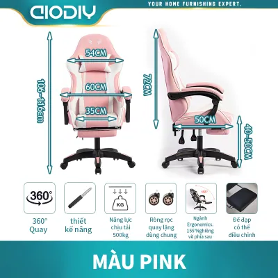 Ghế gaming AIODIY Ghế công thái học Có thể quay 360° tự do điều chỉnh chiều cao và có đế đạp