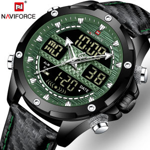 NAVIFORCE Top Brand Classic Business Mens Watch Leather Strap Casual Digital Quartz Movement Waterproof Clock Chrono Date Men