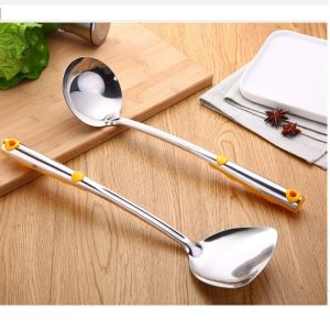 Muôi canh môi thủng xẻng xào xẻng lật inox cán vàng cao cấp - Dụng cụ nhà bếp