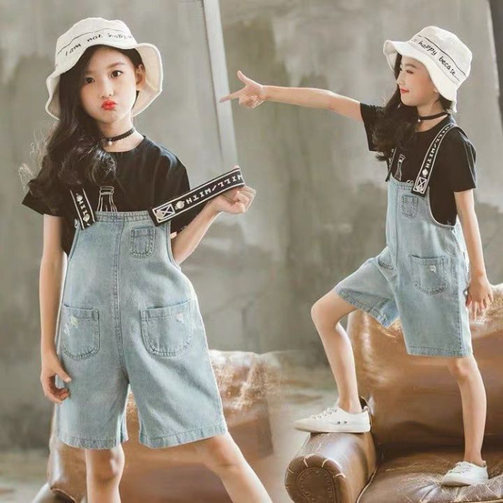 Little Baby 2Pcs Set Girls Denim Set Summer Wear New Style Korean
