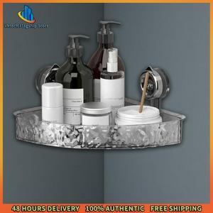 【Clearance sale processing】 Bathroom Wall Mount Toothbrush Holder with Suction Cup Clear Storage Shelf for Bathroom Organization