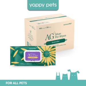 NurturePRO AG Silver Pet Wipes (100pcs x 24) | Thick Wet Wipes Alcohol Free Antibacterial Carton Deal