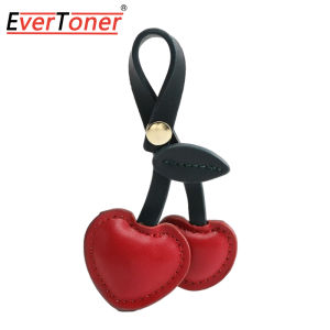 อุปกรณ์เสริมเสน่ห์ของกระเป๋าแฟชั่น EverToner กระเป๋านักเรียนพวงกุญแจสุดสร้างสรรค์ลายเชอร์รี่จี้ห้อยกระเป๋าถือกระเป๋าถือหนังหัวใจ