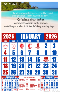 Murang kalendaryo 2026 Customized Commercial Calendar Bible Verse Motivational Inspirational. Qoutes Design 12Pages Lowest Price Calendar  TOP CALENDAR