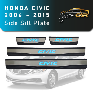 Honda Civic 2006 - 2015 Stainless Steel Car Side Sill Step Plate with Blue Light LED