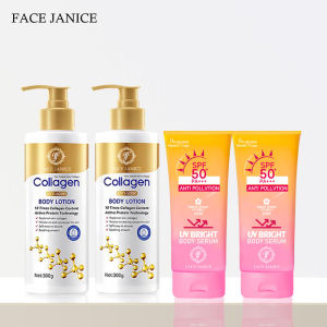 FACE JANICE ปกป้องผิวจากแสงแดดและมลภาวะ+โลชั่นคอลลาเจน 300g+FJ Sun Protection Lotion 180ml SPF50+PA+++