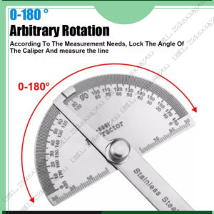 Diskon!! Penggaris Busur Derajat / Sudut Besi / Stainless Steel Protractor / Angle Ruler / Finder 180 / Half Circle