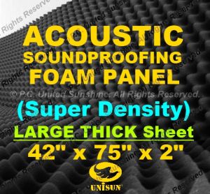 Grade AA ACOUSTIC Black SoundProofing FOAM PANEL Highest Density Dark Grey 2" Thick Large Sponge Sheet
