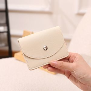 HEFEI  Buckle Thin Card Bag PU Short Clutch Mini Wallet Fashion Design Korean Style Solid Color Card Holder Women