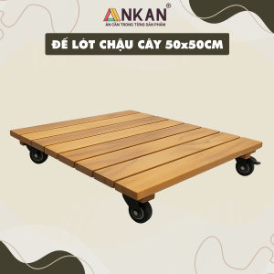 Đế Lót Chậu Cây Có Bánh Xe ANKAN Kệ Giá Đỡ Chậu Hoa Cây Cảnh Hình Vuông Màu Vàng R50 Cm Tải 150kg