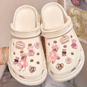 Women Shoes Charms Shoes Accessories Cute Pink Love Gloomy Bear Diy 3D Shoes Decorative Shoes Buckle for Hole Rubber Clogs