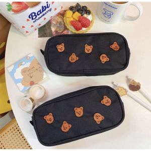 KOTAK PENSIL PREMIUM KOREAN BEAR / PENSIL CASE / MAKEUP POUCH / TEMPAT PENSIL AESTHETIC KOREA SIMPLE ELEGAN
