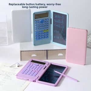 HOUCHU 2 in 1 Scientific Calculator Foldable 6-inch Office LCD Drawing Pad Hand-Painted Portable Function Calculators with Tablet Finance Accounting Tool