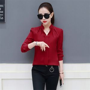 short sleeve white formal blouse for women plus sizeruffled chiffon korean casual office plain T-shirts tops
