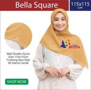 ABi Collection BELLA SQUARE: Kerudung Segi Empat Polos Terbaru Jibab Segi 4 Bela Pollycotton Premium