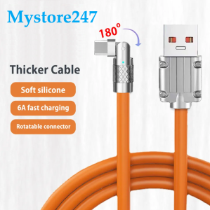 Cáp Sạc Nhanh Siêu Bền Chơi Game Xoay 180 Độ Bằng Silicon Dây Cáp Sạc Dành Cho Samsung iPhone