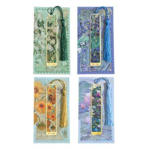 4Pcs Hollowed Flower Bookmarks with Tassels Vintage Metal Bookmarks Book Page Divider Page Marker for Book Lover Student