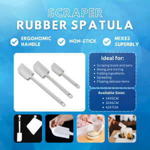 Scraper rubber spatula  (100% food-grade rubber head part and plastic handle )