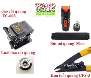 Bộ dụng cụ quang Dao cắt quang FC 60S + Bút soi sợi quang 10km + Kimg tuốt sợi quang + Lưỡi dao thay thế dao quang