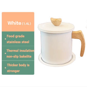 White Wood oil Strainer 1.4 Liter Stainless Steel Oil Pot Filter Oil Storage Oil Strainer Container