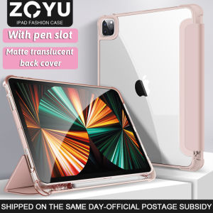 ZOYU iPad Case with Pencil Holder left pen tray Slim Shockproof Smart Cover Anti-Bending for Air 5th Air 4th Generation Case 10.9 Inch 2022 2020 with Translucent Frosted Hard Back Shell Auto Sleep/Wake for iPad Air 5/4 Lavender