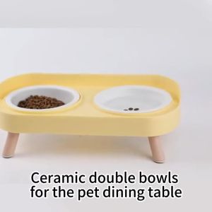 Pet Double Bowl Stainless Steel  Pet Bowl Elevated Cat&DogBowl Neck Protection Feeder Water Bowl