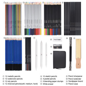 Set Alat Lukis untuk Pemula: 72PCS Pensil Warna & Alat Lukis Sketsa